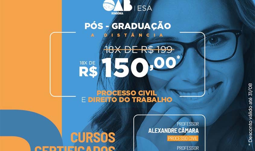 ESA/RO oferece desconto para pós-graduação