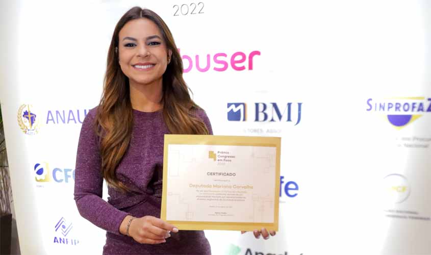 Mariana Carvalho se destaca entre os cinco melhores deputados federais 'Pela Liberdade no Transporte' no Prêmio Congresso em Foco