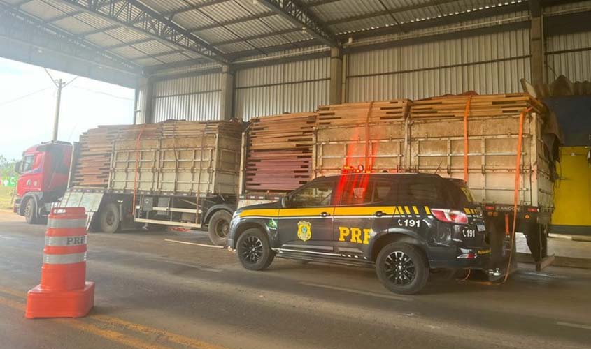 PRF identifica diversos transportes irregulares de madeira