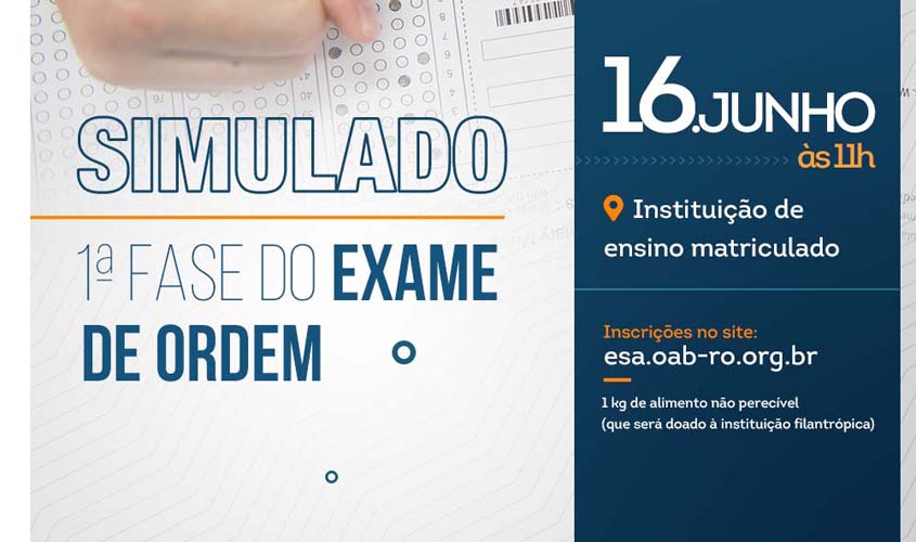 OAB/RO promove Simulado do Exame de Ordem em junho