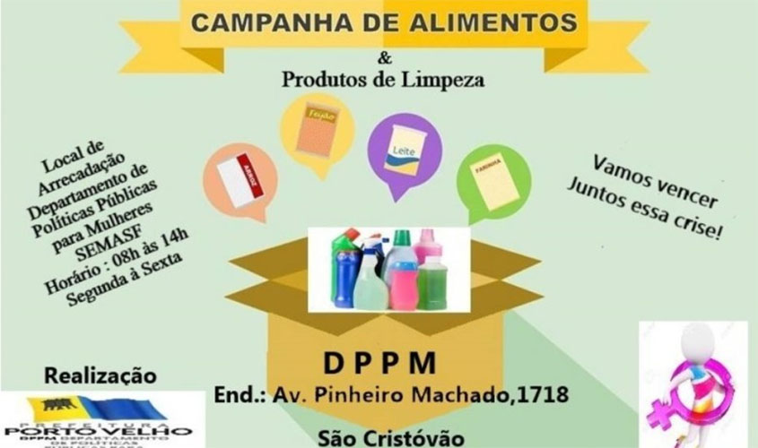 DPPM arrecada alimentos e produtos de limpeza à mulheres e famílias vulneráveis