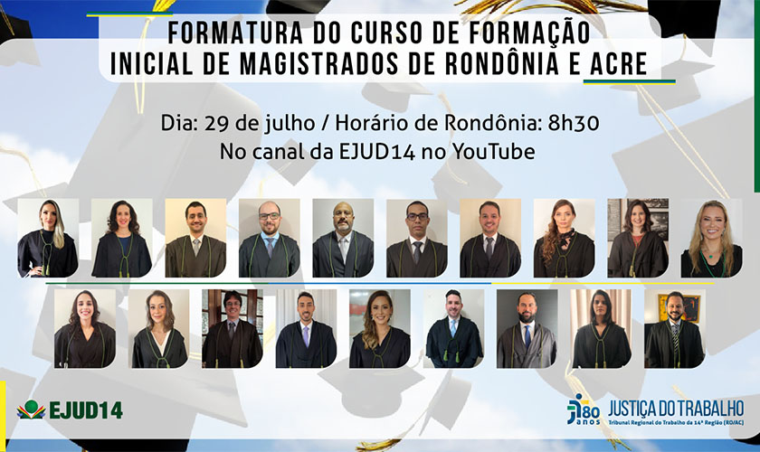 Formatura de 19 novos juízes acontece na quinta-feira (29)