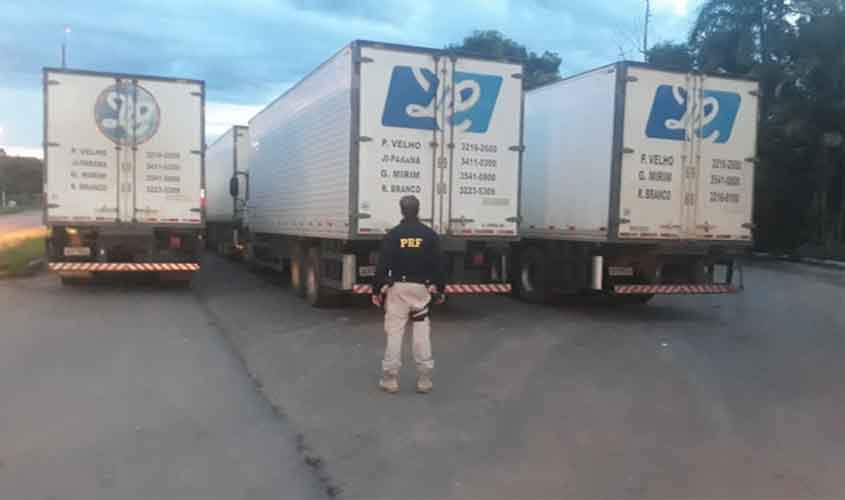 PRF flagra 13 caminhões transportando indevidamente produtos perigosos