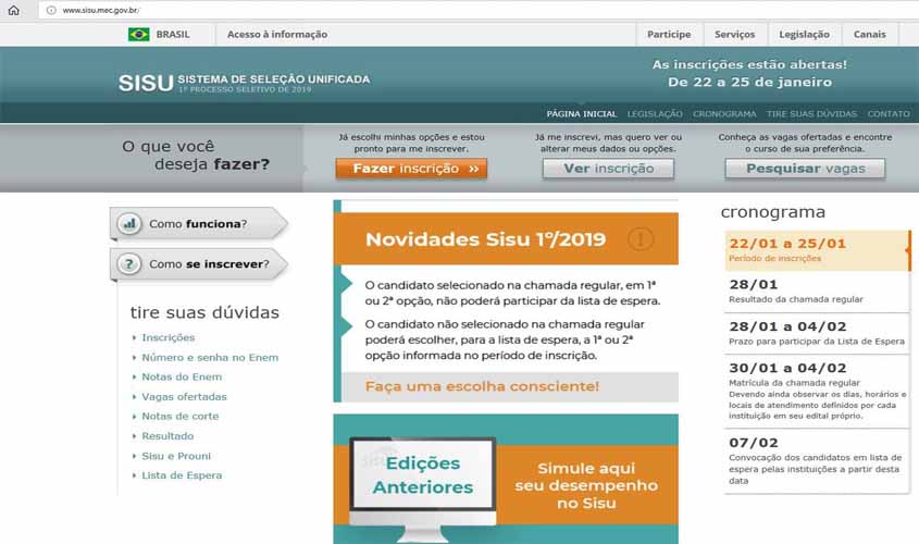 MEC divulga hoje os resultados do Sisu