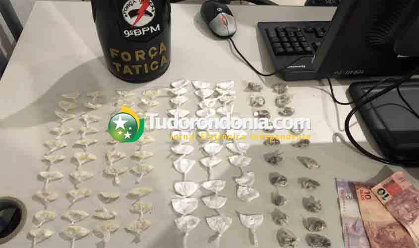 Força tática prende jovem com mais de 90 porções de cocaína e maconha na zona sul