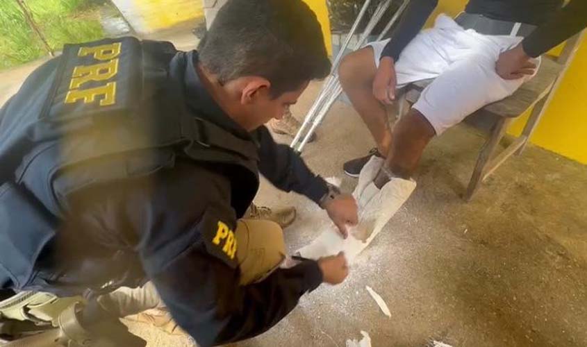Em Rondônia, PRF encontra mais de 3 Kg de cocaína escondidos em bota de gesso