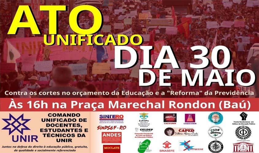 Protesto contra os cortes da educação e contra a reforma da previdência em Porto Velho