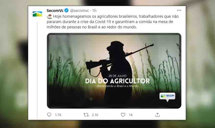 Governo Bolsonaro faz homenagem ao Dia do Agricultor com foto de homem armado no campo