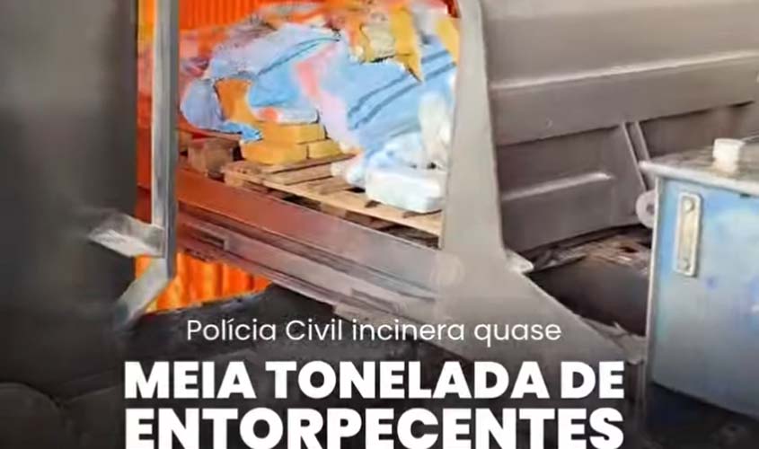 Polícia Civil incinera quase meia tonelada de drogas em RO