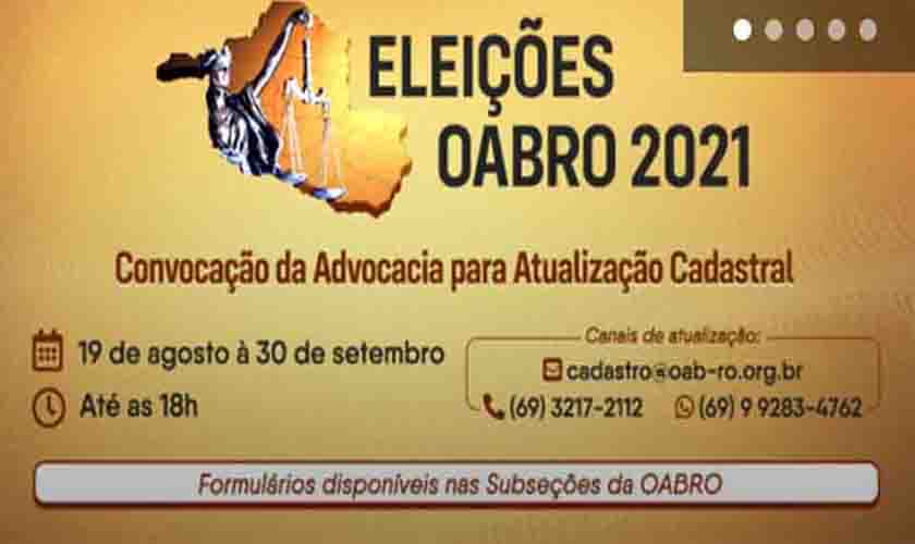 Atualização cadastral na OAB para eleições deste ano encerra nesta quinta-feira(30)