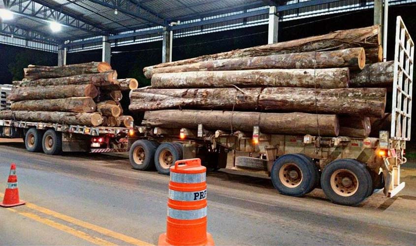 Em Rondônia, PRF identifica transportes irregulares de madeira
