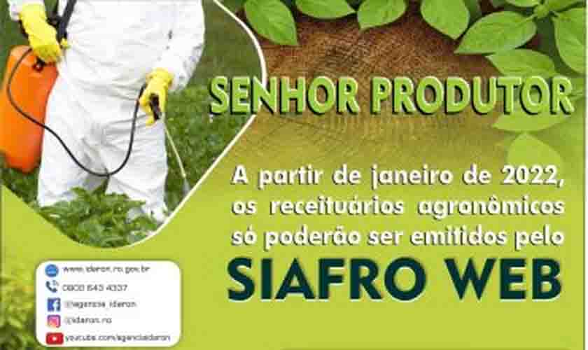 Produtores agrícolas já podem se cadastrar no Siafro/Idaron para aquisição de defensivos agrícolas