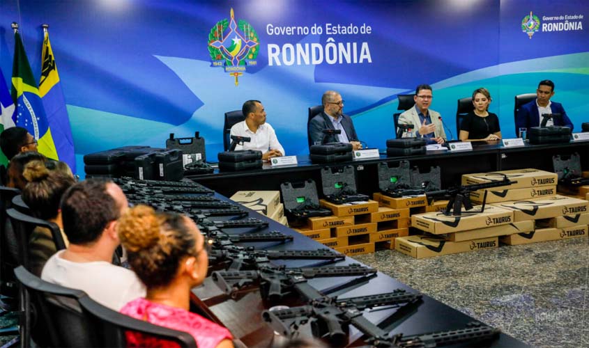 Sistema prisional de Rondônia recebe reforço de pistolas e fuzis modernos do Governo do Estado