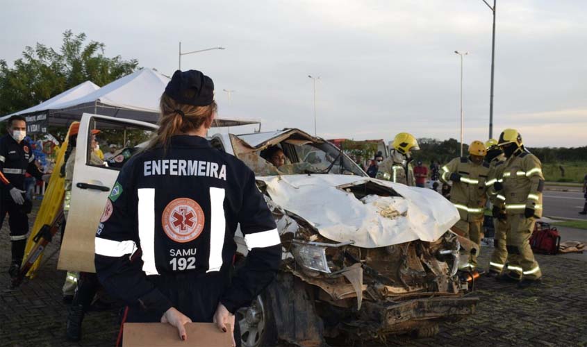Simulação de sinistro marca o encerramento do Maio Amarelo pelo Detran Rondônia
