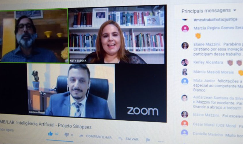 Live que abordou Sinapses, sistema de IA do TJRO, defendeu governança e atuação em rede