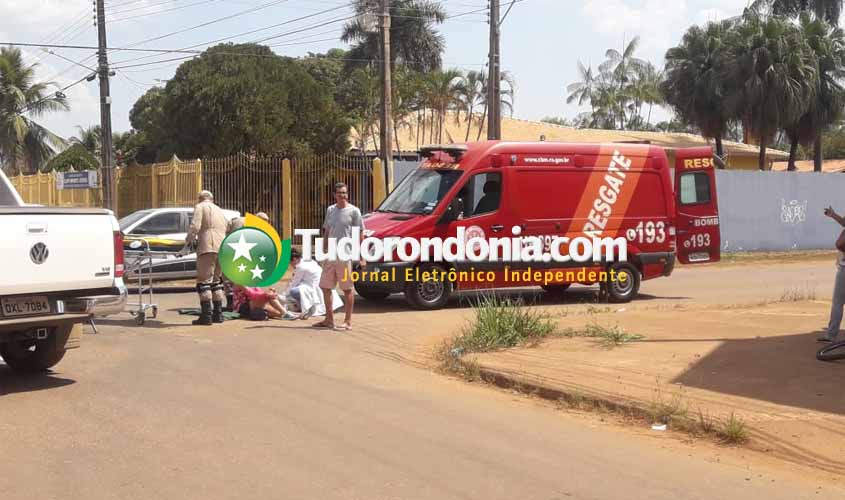 Uma motociclista avança preferencial e provoca sério acidente