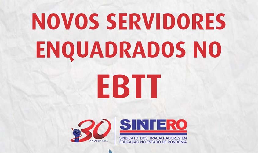 Novos professores de Rondônia são enquadrados no EBTT
