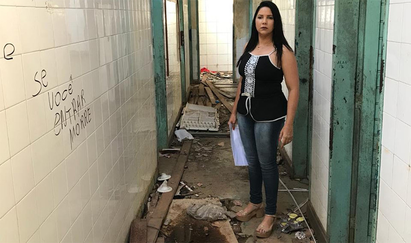 Cristiane Lopes fiscaliza prédio onde funcionava Posto de Saúde do bairro Floresta