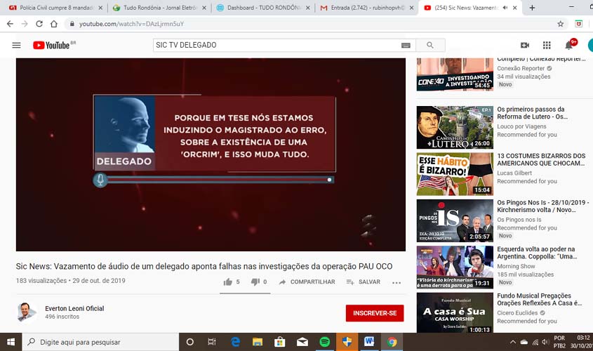 Delegado confessa que,  'em tese', Polícia Civil de Rondônia induziu justiça a erro sobre operação que incriminou ex-governador. ASSISTA