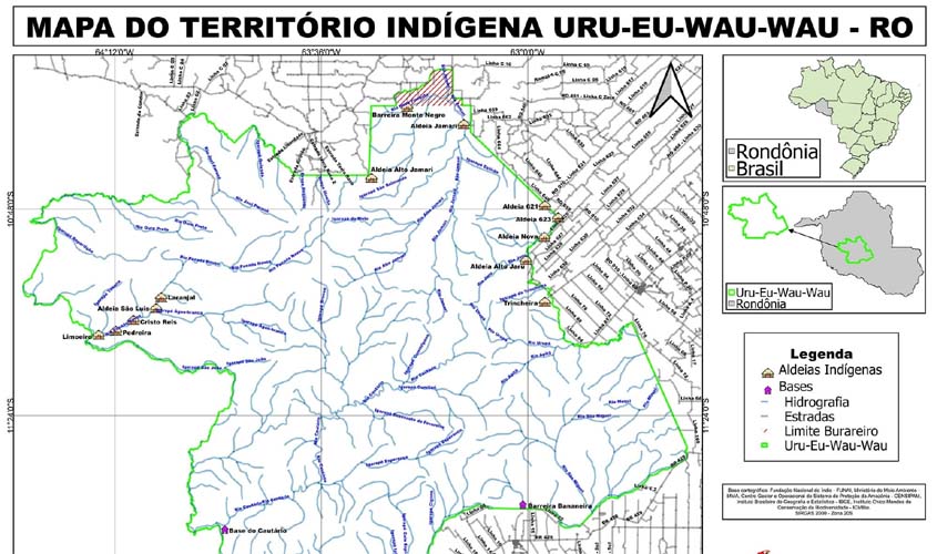 Situação fundiária em áreas da Terra Indígena Uru-Eu-Wau-Wau