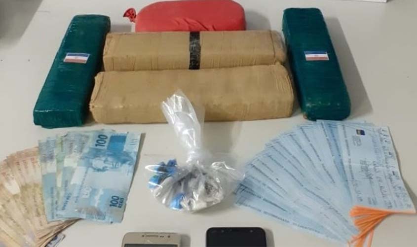 Em Vilhena/RO, PRF apreende maconha e cocaína