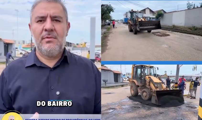 Após solicitação de Fogaça, SEINFRA realiza tapa-buracos no Flodoaldo Pontes Pinto