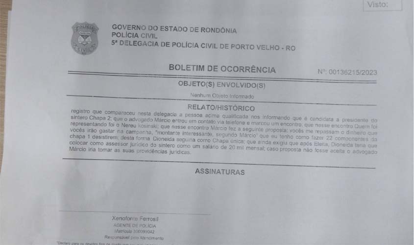 Candidata a presidente do Sintero pela Chapa 2 denuncia que está sendo chantageada por autores de falsas denúncias